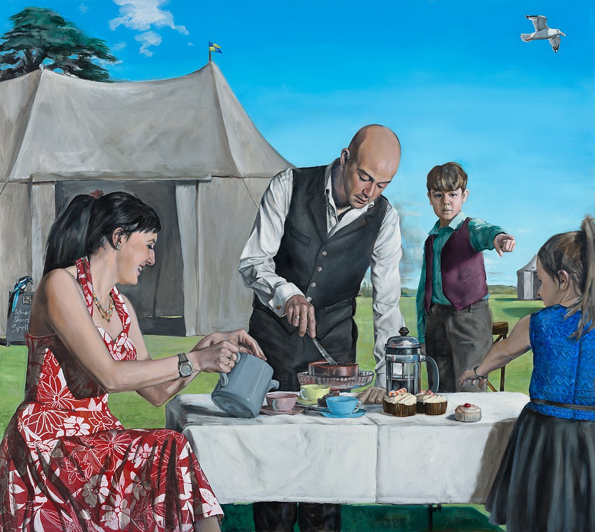 An illustration of a Victorian picnic scene