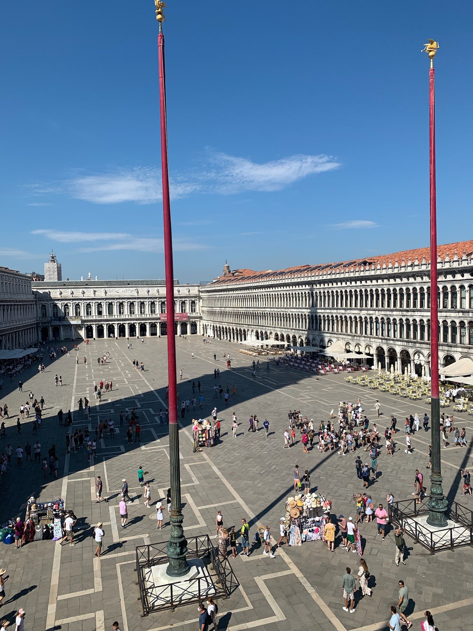 Aerial view of St Mark's Square crowded with tourists