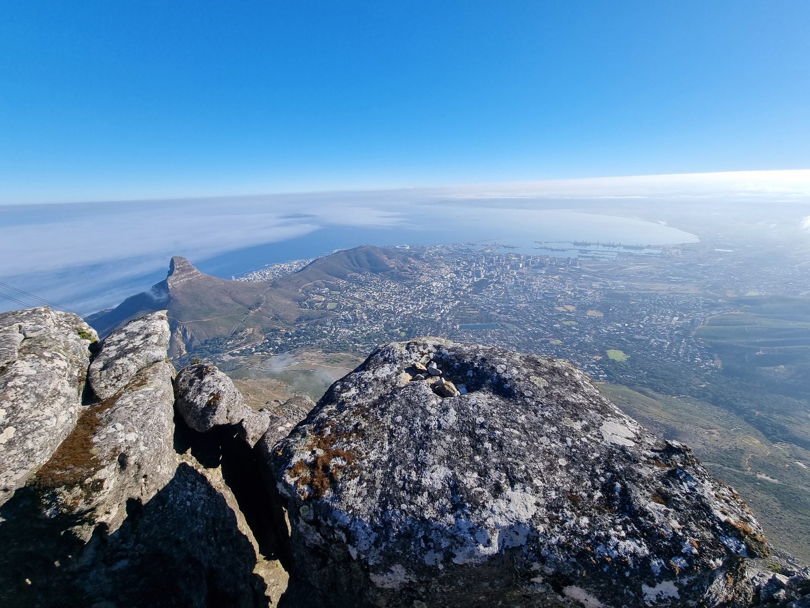View from Table Mountain summit over Cape Town and the coast